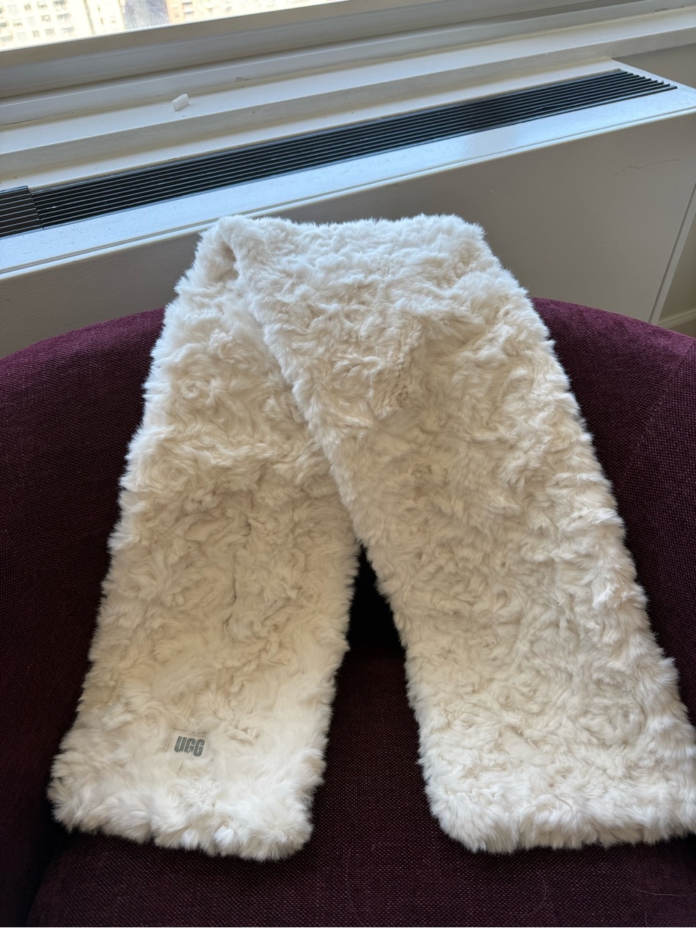 UGG white Faux Fur Scarf